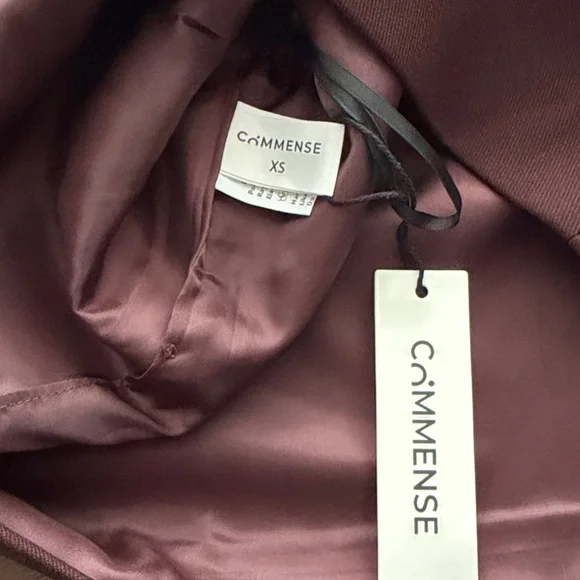 Commense Retro Belted Zipper Skirt chocolate brown faux wrap asymmetric XS nwt - Picture 7 of 8